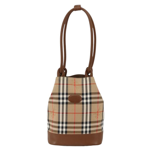 Burberrys Nova Check Shoulder Bag Canvas Beige Gold