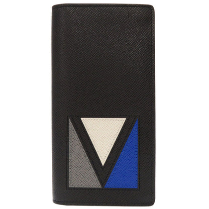 LOUIS VUITTON Long Wallet Purse M30791 Taiga black Taiga Portefeuille Brazza V shape mens Used Authentic