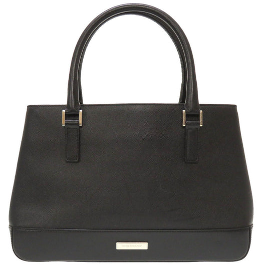 BURBERRY Handbag leather black Check Pattern Women Used Authentic