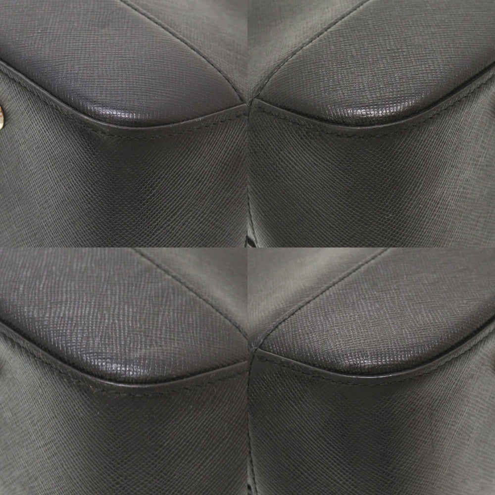 BURBERRY Handbag leather black Check Pattern Women Used Authentic