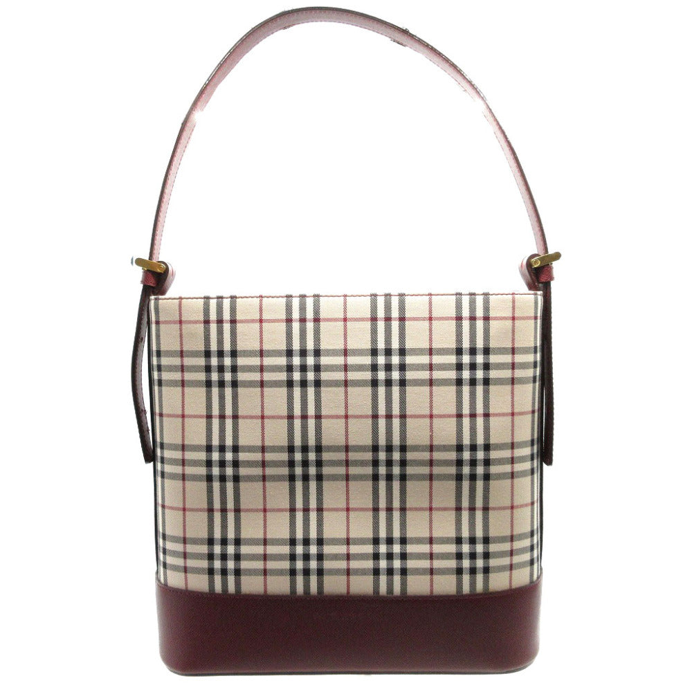 BURBERRY Shoulder Bag Canvas, Leather beige check Women Secondhand Authentic