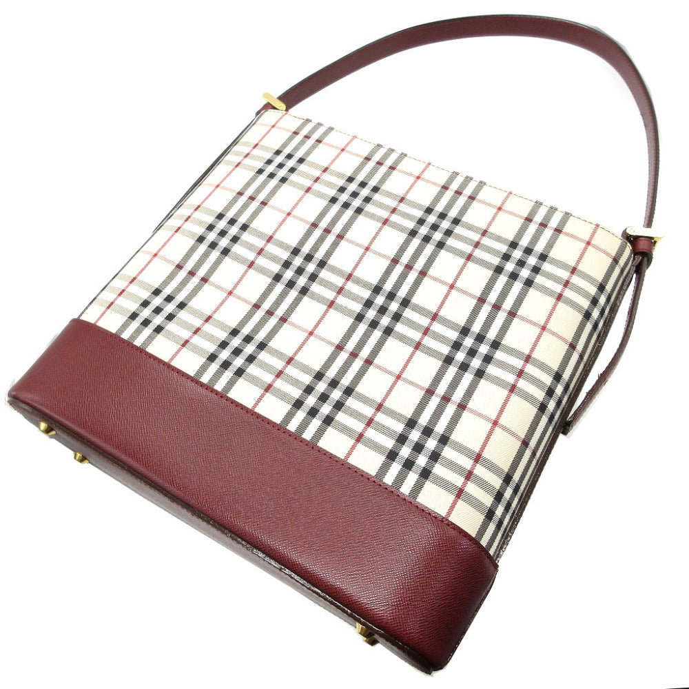 BURBERRY Shoulder Bag Canvas, Leather beige check Women Secondhand Authentic