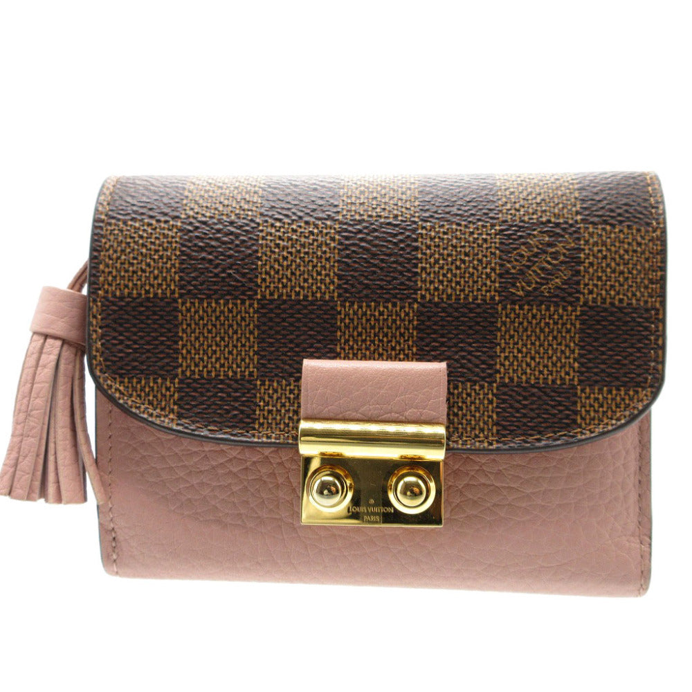 LOUIS VUITTON Tri-fold wallet N60208 Damier canvas, leather Magnolia Compact wallet Damier Portefeuille Croisette Women Used Authentic