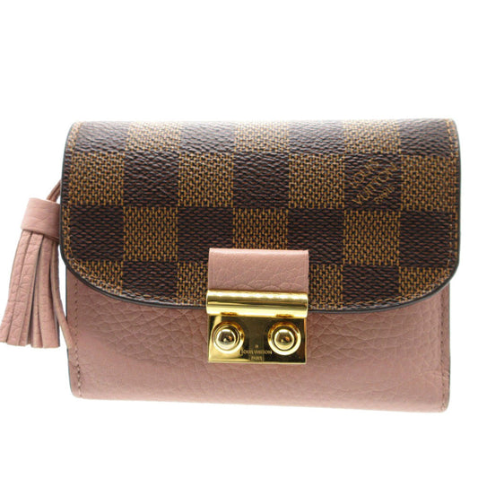 LOUIS VUITTON Tri-fold wallet N60208 Damier canvas, leather Magnolia Compact wallet Damier Portefeuille Croisette Women Used Authentic