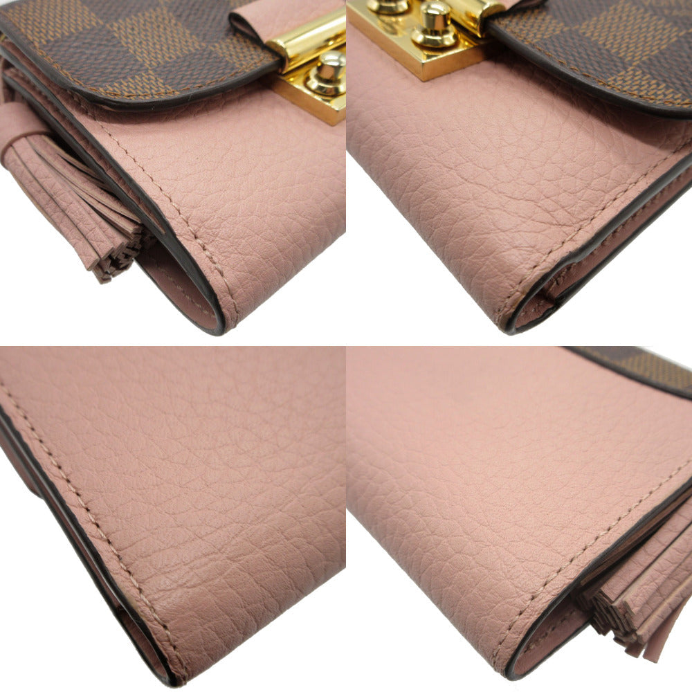 LOUIS VUITTON Tri-fold wallet N60208 Damier canvas, leather Magnolia Compact wallet Damier Portefeuille Croisette Women Used Authentic