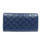 GUCCI Long Wallet Purse 410100 leather Navy Guccisima Women Used Authentic