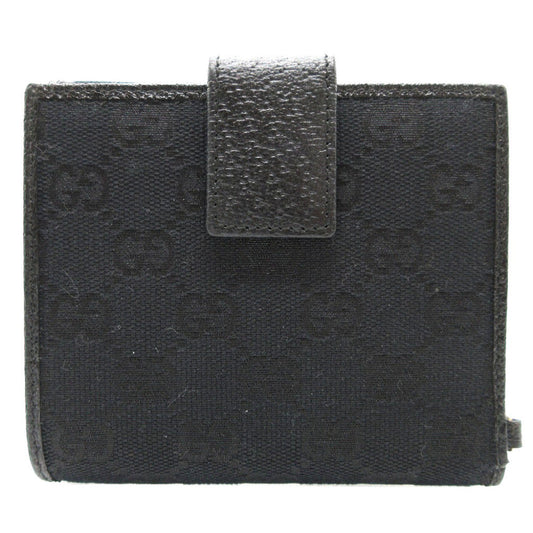 GUCCI Bifold Wallet 154182 GG canvas, leather black W Hook Wallet  Women Used Authentic