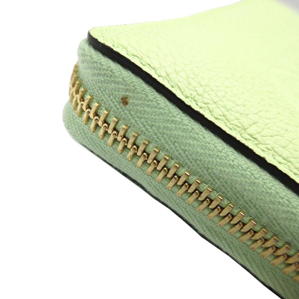 GUCCI Long Wallet Purse 658691 leather Light green Zip Around logo Women Used Authentic