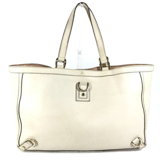 GUCCI Tote Bag 141472 leather white logo Women Used Authentic