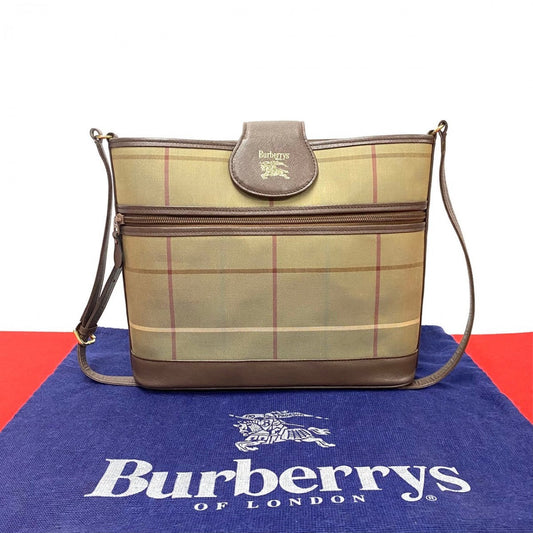 BURBERRY Shoulder Bag Canvas, Leather Brown Nova Check Shadow Horse logo Women Used Authentic
