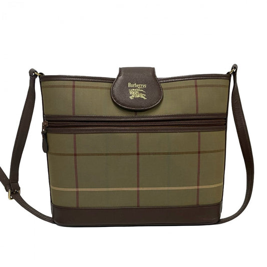 BURBERRY Shoulder Bag Canvas, Leather Brown Nova Check Shadow Horse logo Women Used Authentic