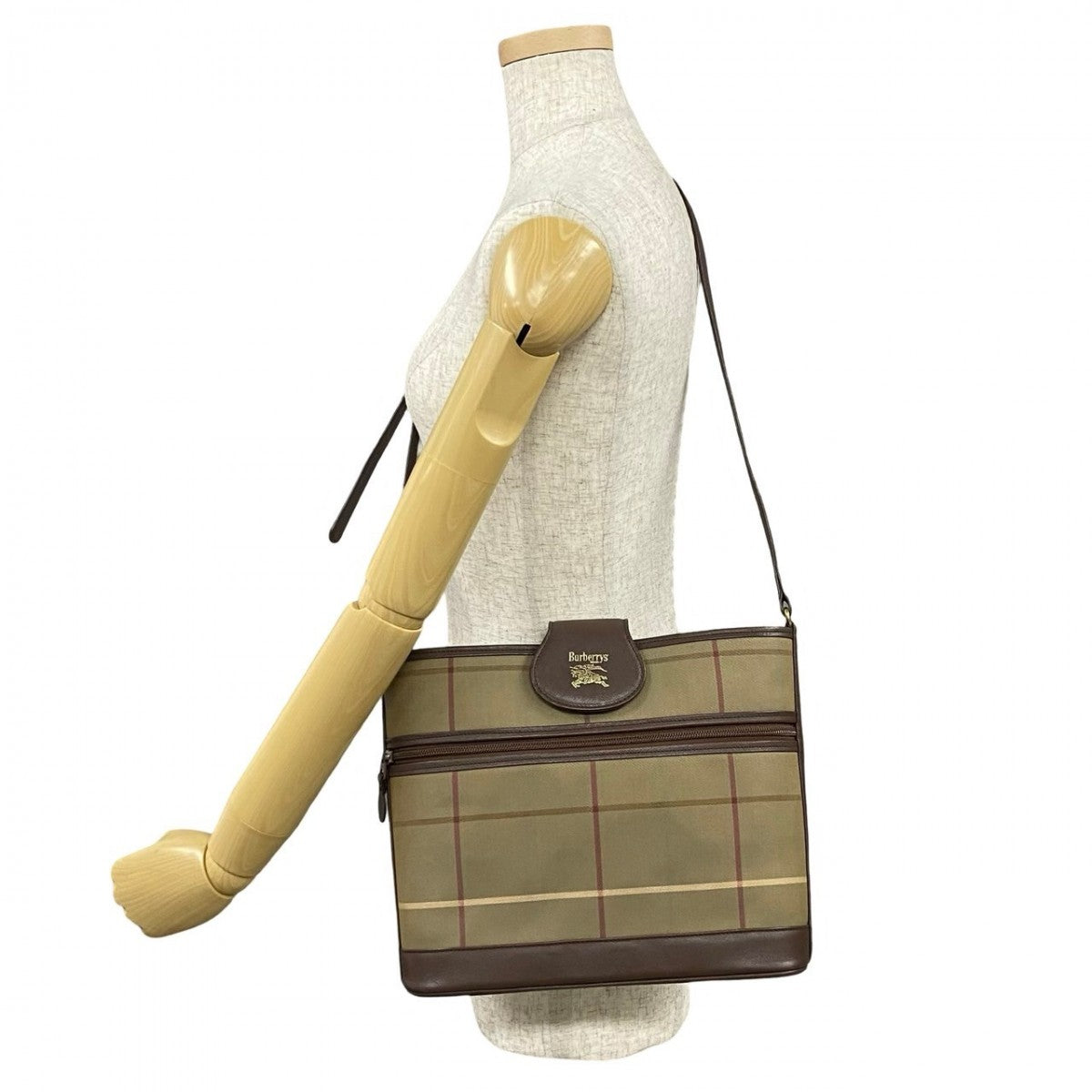 BURBERRY Shoulder Bag Canvas, Leather Brown Nova Check Shadow Horse logo Women Used Authentic
