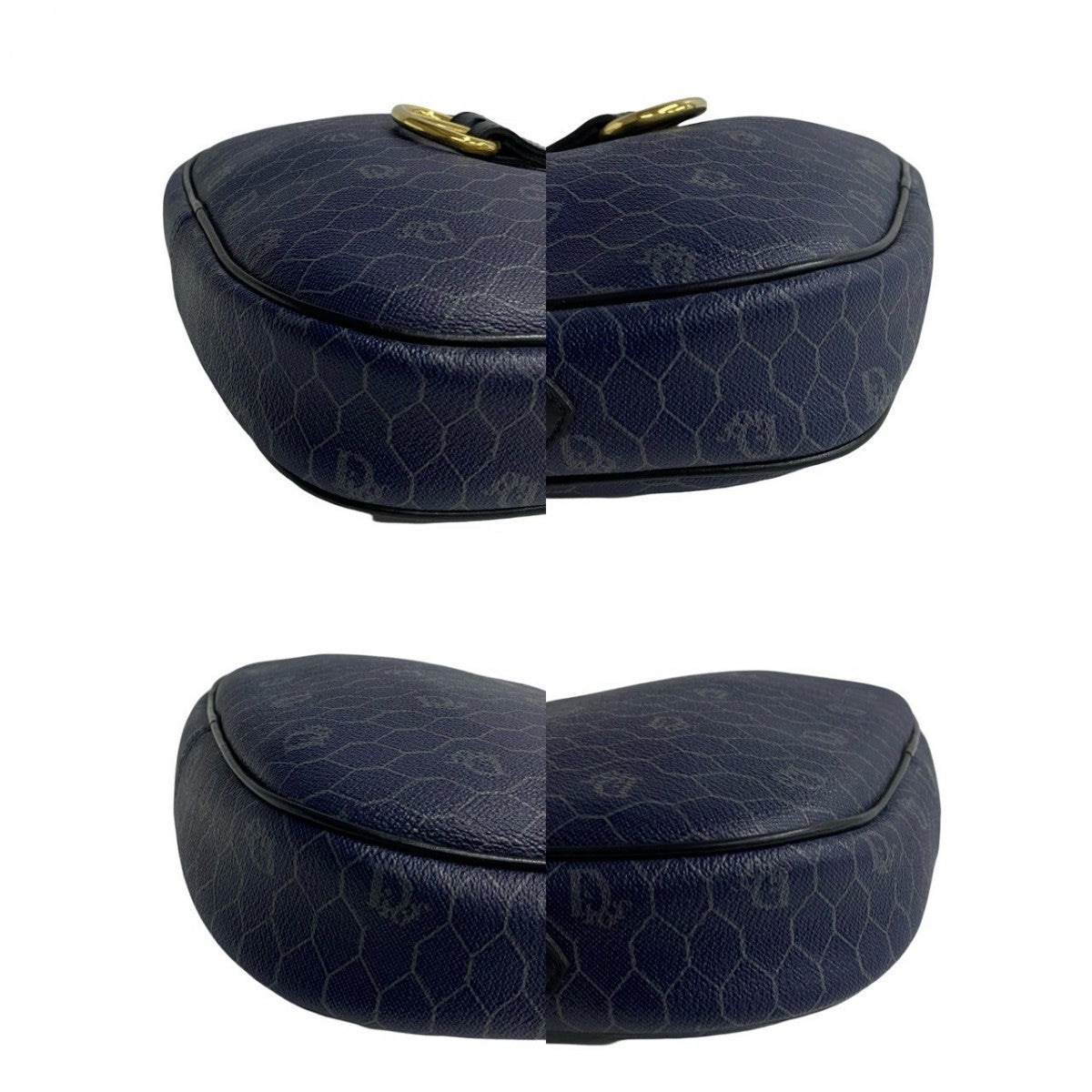 Dior Shoulder Bag Leather, PVC Navy Honeycomb Pattern Women Used Authentic