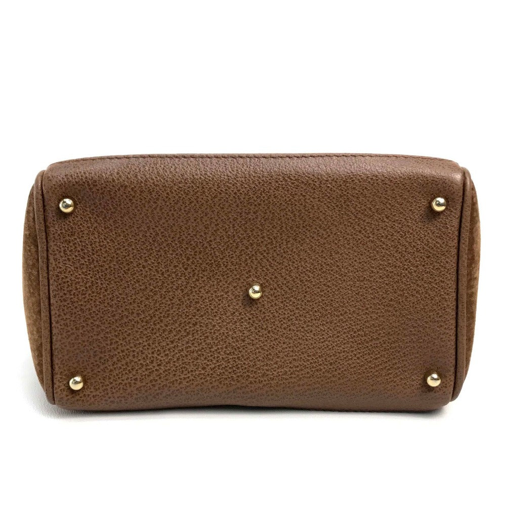 GUCCI Handbag 000123 Suede/Leather, Bamboo Brown Shoulder Bamboo handle Women Used Authentic