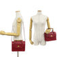 GUCCI Shoulder Bag leather Red Bamboo Old Gucci Women Used Authentic