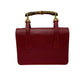 GUCCI Shoulder Bag leather Red Bamboo Old Gucci Women Used Authentic