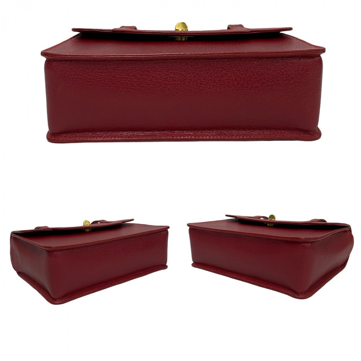GUCCI Shoulder Bag leather Red Bamboo Old Gucci Women Used Authentic