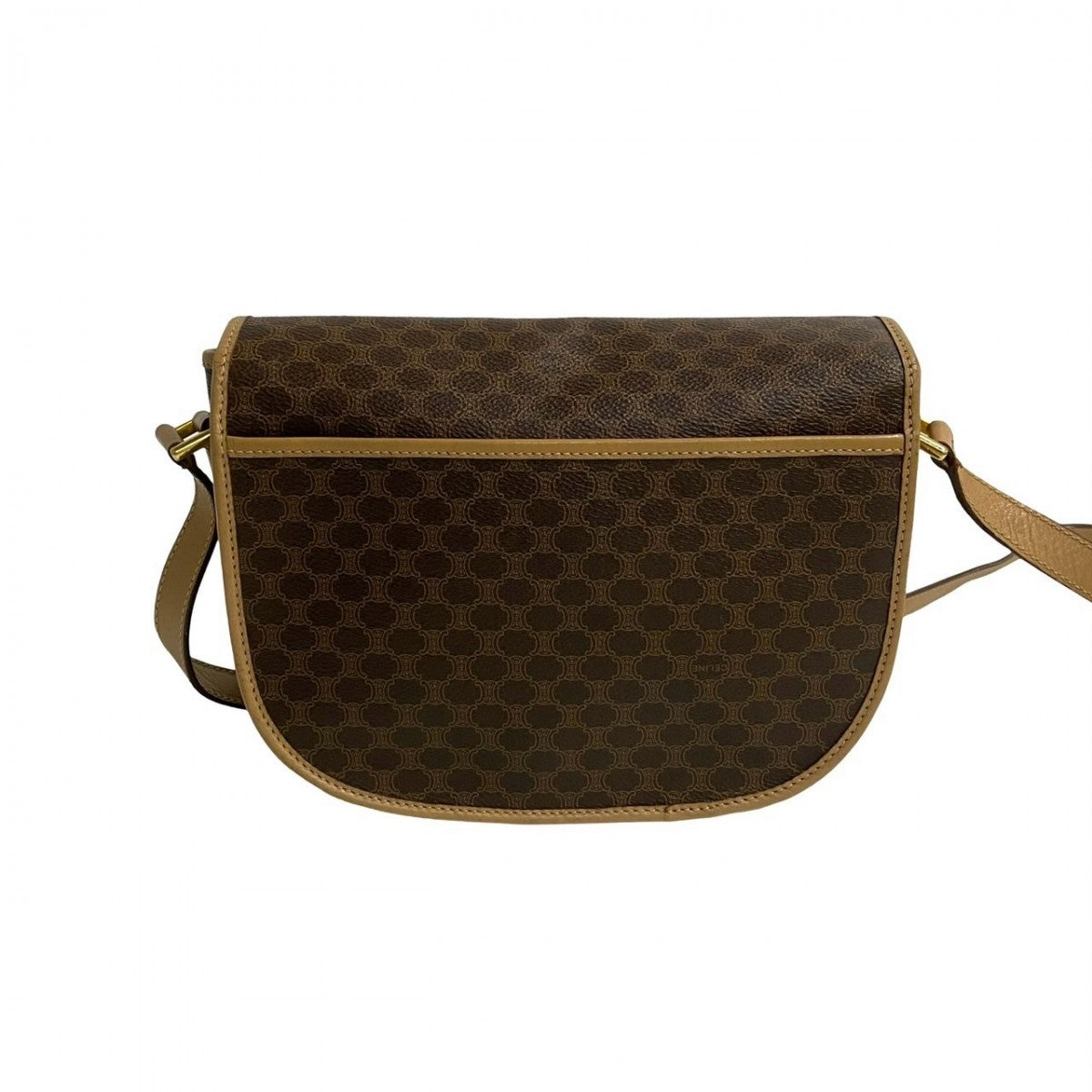 CELINE Shoulder Bag Leather, PVC Brown Macadam Blason Triomphe Pattern Women Used Authentic
