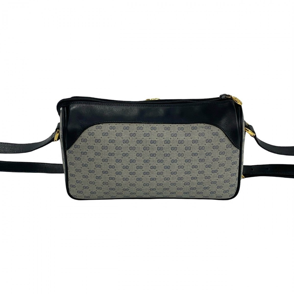 GUCCI Shoulder Bag Leather, PVC Navy Micro GG logo Metal Women Used Authentic