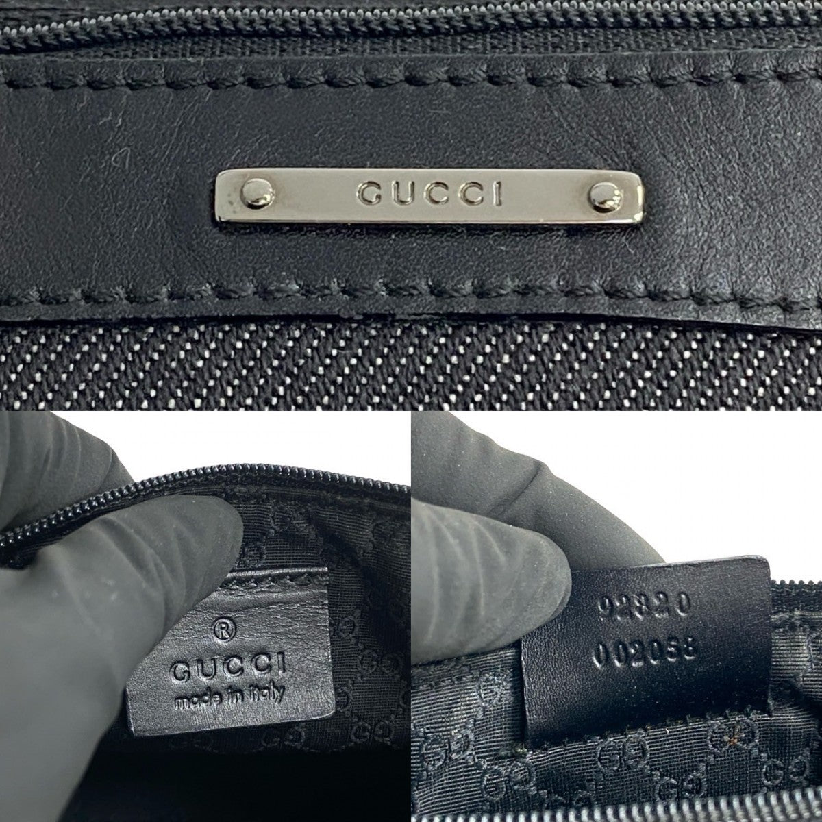 GUCCI Shoulder Bag Leather, Denim black logo Metal Sherry line Women Used Authentic