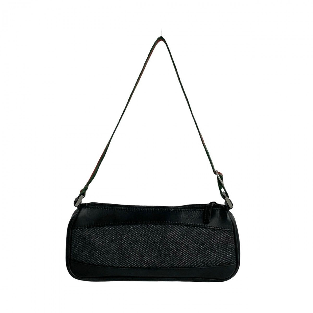 GUCCI Shoulder Bag Leather, Denim black logo Metal Sherry line Women Used Authentic