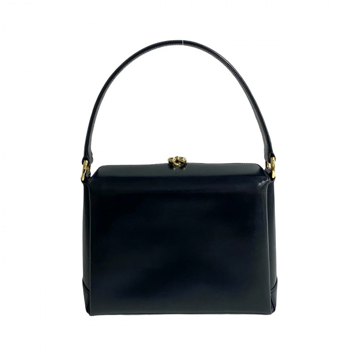 GUCCI Handbag Calfskin, Leather Navy Horseshoe Metal Women Used Authentic