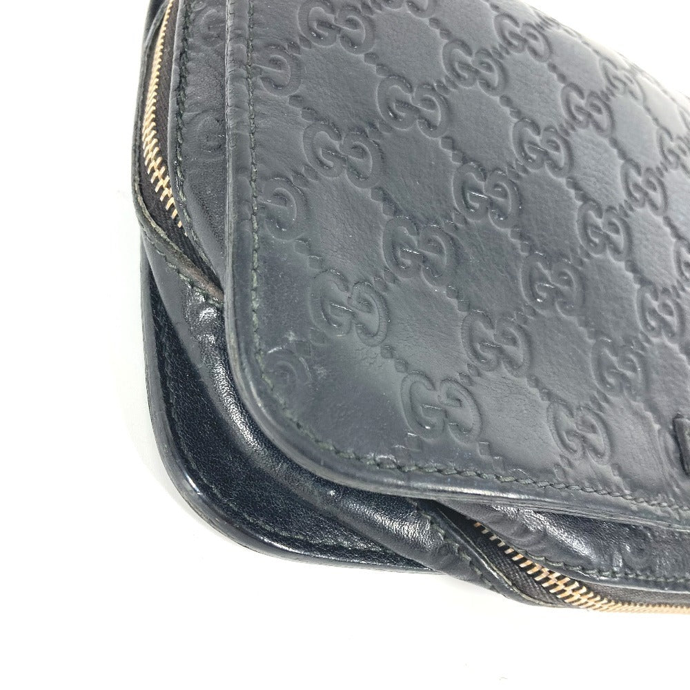 GUCCI business bag 201755 leather black With strap GG Guccisima mens Used Authentic