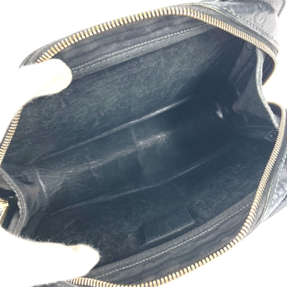 GUCCI business bag 201755 leather black With strap GG Guccisima mens Used Authentic