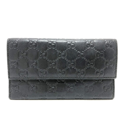 GUCCI Trifold wallet 257303 leather black Sima line GG