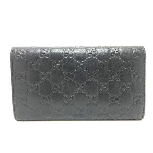 GUCCI Trifold wallet 257303 leather black Sima line GG