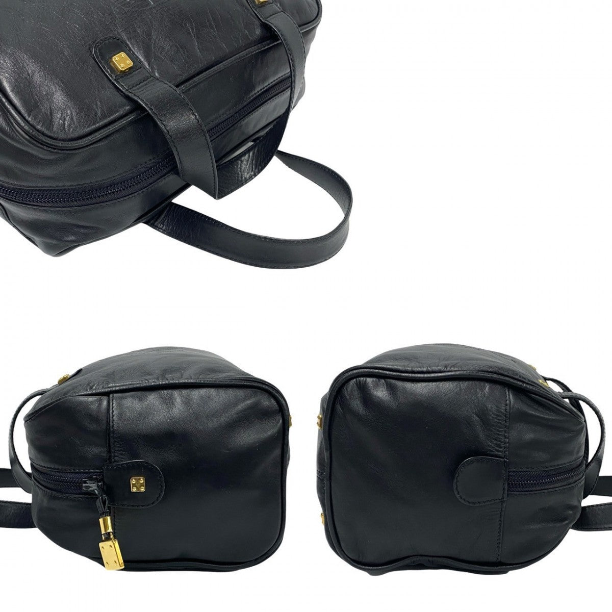 LOEWE Handbag leather black Anagram logo Amazonas Women Used Authentic