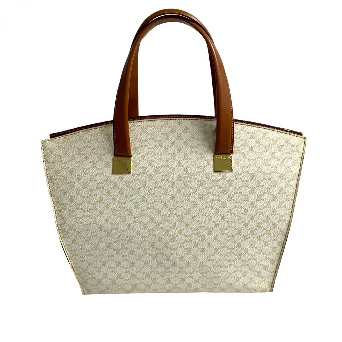 CELINE Shoulder Bag Leather, PVC white Macadam Brazon Women Used Authentic