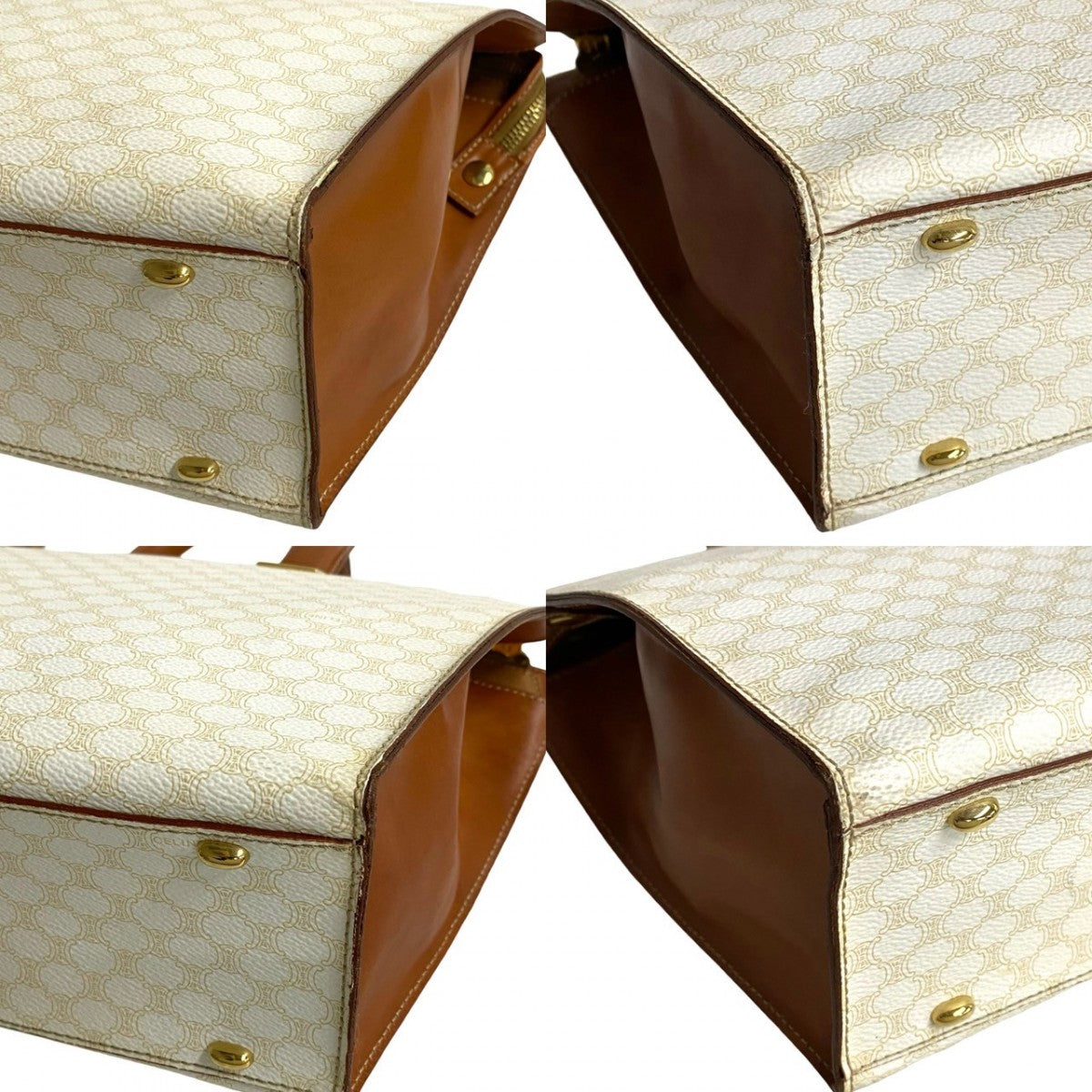 CELINE Shoulder Bag Leather, PVC white Macadam Brazon Women Used Authentic