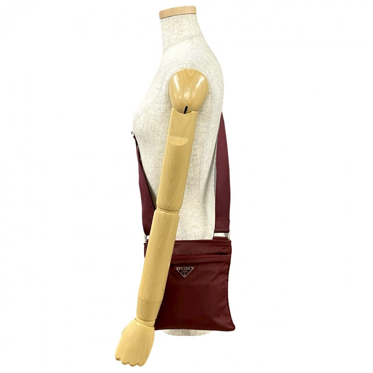 PRADA Shoulder Bag Nylon wine-red Triangle logo Metal Women Used Authentic