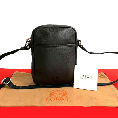 LOEWE Shoulder Bag leather Brown Anagram logo Women Used Authentic