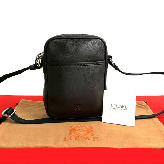 LOEWE Shoulder Bag leather Brown Anagram logo Women Used Authentic