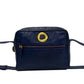 CELINE Shoulder Bag leather Navy Circle logo Metal Women Used Authentic