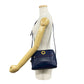 CELINE Shoulder Bag leather Navy Circle logo Metal Women Used Authentic