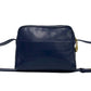 CELINE Shoulder Bag leather Navy Circle logo Metal Women Used Authentic