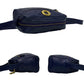 CELINE Shoulder Bag leather Navy Circle logo Metal Women Used Authentic