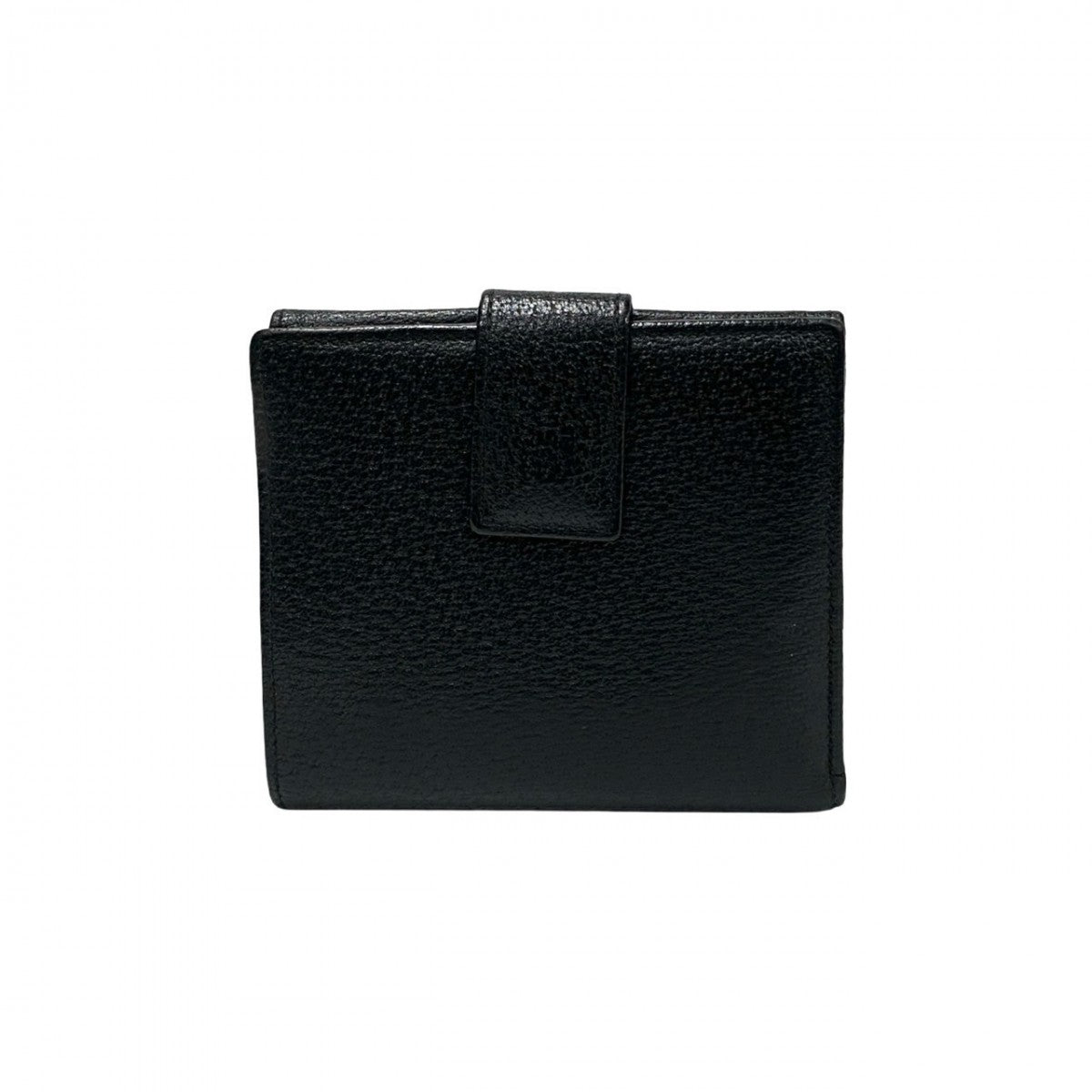 GUCCI Bifold Wallet leather black logo plate Metal Women(Unisex) Used Authentic