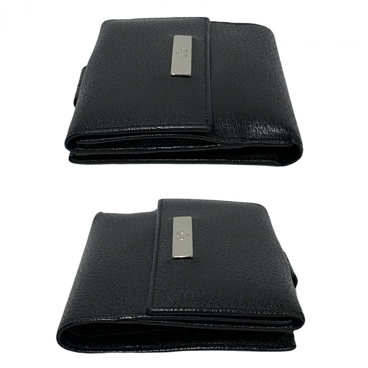 GUCCI Bifold Wallet leather black logo plate Metal Women(Unisex) Used Authentic