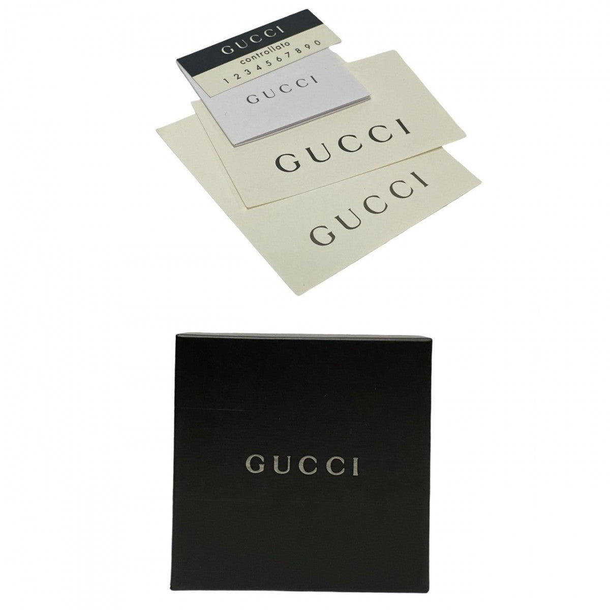 GUCCI Bifold Wallet leather black logo plate Metal Women(Unisex) Used Authentic