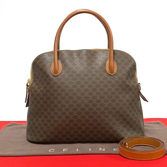 CELINE Shoulder Bag Leather, PVC Brown Macadam Brazon Women Used Authentic