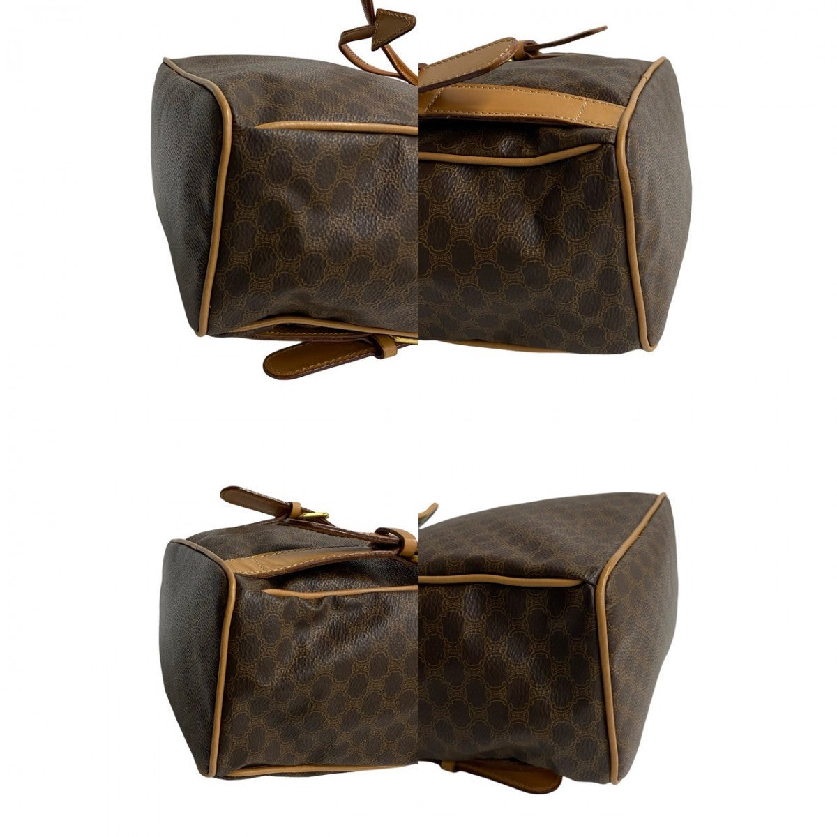 CELINE Backpack Leather, PVC Brown RingMetal logo Macadam Blason TriomphePattern Women Used Authentic
