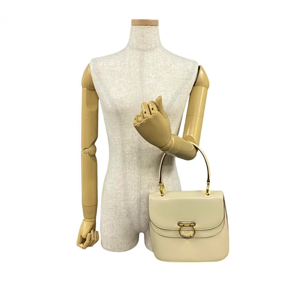 CELINE Handbag Calfskin, Leather beige logo Metal Women Used Authentic