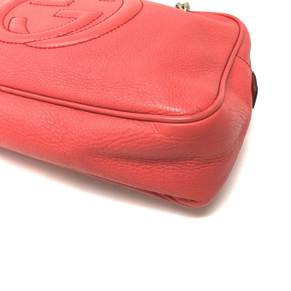 GUCCI Shoulder Bag 308983 leather Begonia pink Interlocking G SOHO Small Women Used Authentic