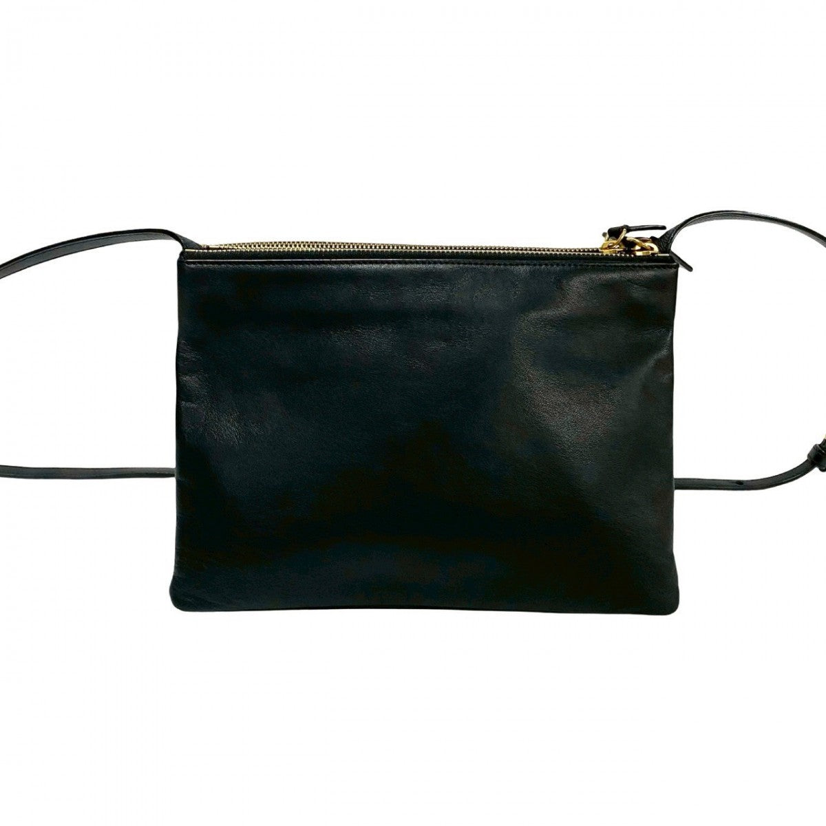 CELINE Shoulder Bag leather black Trio Large Women Used Authentic