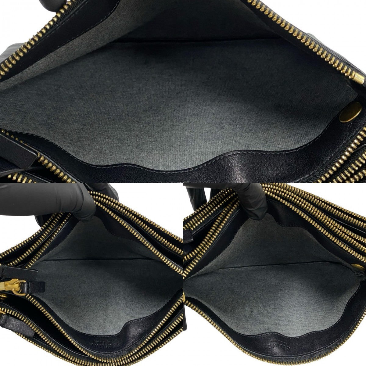 CELINE Shoulder Bag leather black Trio Large Women Used Authentic