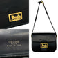 CELINE Shoulder Bag Calfskin, Leather black logo carriage Metal Women Used Authentic